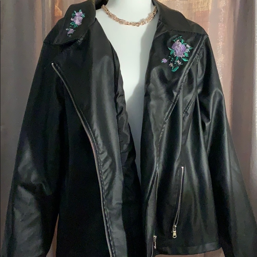 Pleather flower jacket